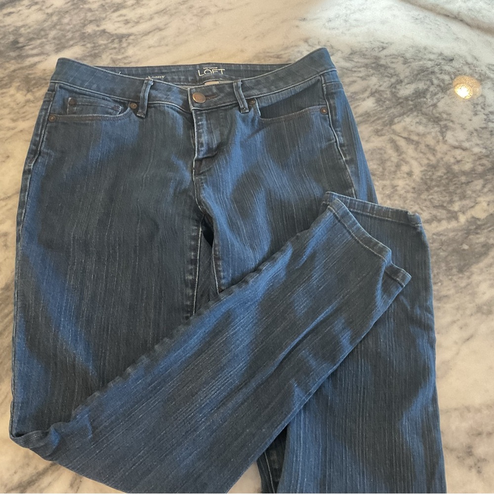 Ann Taylor Loft Curvy Skinny Jeans. Pretty medium blue.